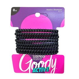 Goody Nonslip Womens Elastic Hair Tie - 8 Count, Black - 4MM For Medium Hair- Ouchless Hair Accessories For Women Perfect For Long Lasting Braids, Ponytails And More - Pain-Free