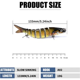 Trout Bait, Perch Bait, Pike Bait, Rubber Fish Fishing Wobbler, 3D Artificial Bait, Artificial Bait, Wobbler, Pike, Lifelike Fishing Bait, for Freshwater, Salt Water, Trout, Perch (A02)