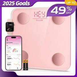OVUTEK Smart Scale for Body Weight, Pink, BMI, and Body Fat Composition, Bluetooth & App Connectivity - Weighing Scale Smart High Accuracy:_Pink