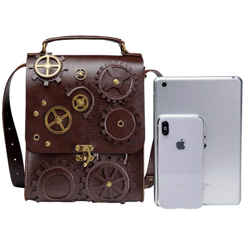 Ro Rox Phineas Steampunk Shoulder Bag Gears Pendant Faux Leather,