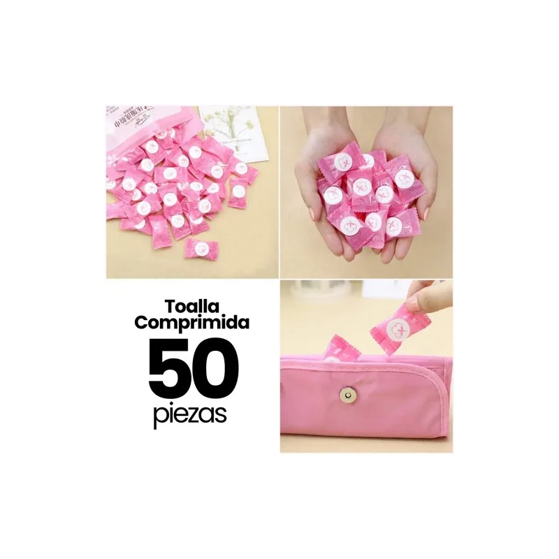 Set 50 Piezas Toalla Comprimida Compacta Limpieza Facial