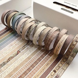20 Rollos Juego de Cinta Washi, Cinta Decorativa de Color y Papel, Cinta Washi Decorativa con Diseño Floral, Washi Tape para Álbumes de Recortes, Embalaje de Regalo, Manualidades Diarios （vintage）