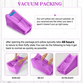 Buryeah Arm Elevation Pillow with 2 Pockets, Soft Ergonomic Support Pillow for Elbow Rest Wedge Broken Arm Gifts with High Density Foam for Recovery Sleeping(Violet)