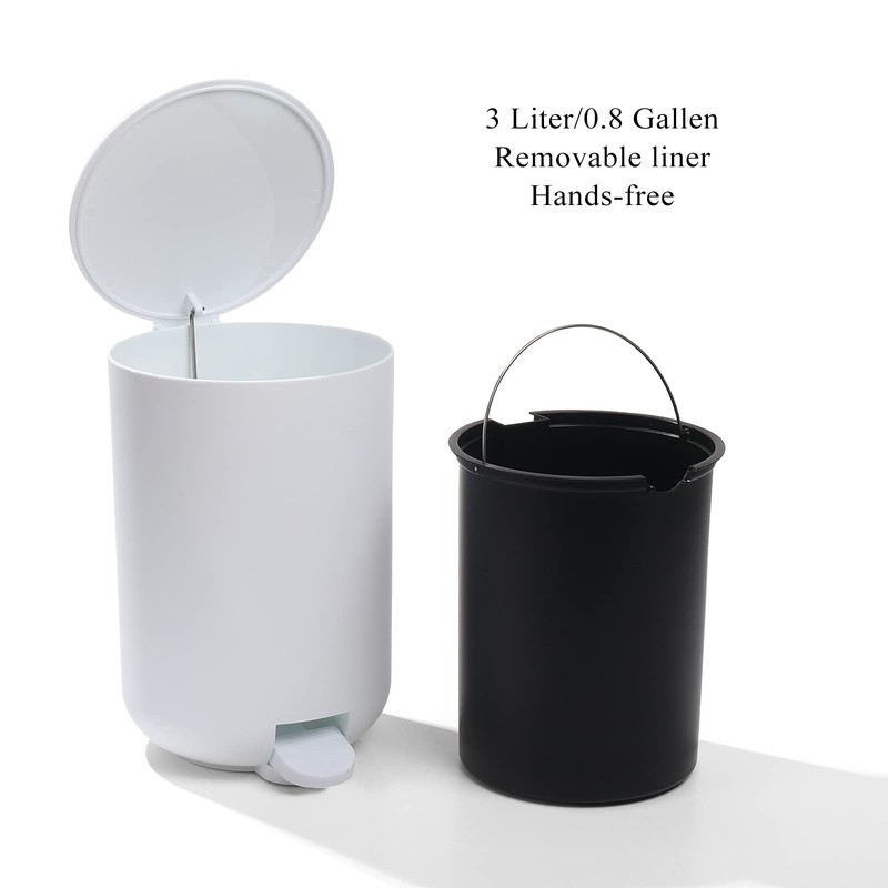 GAHEFY White Bathroom Accessories Set with Small Trash Can 3