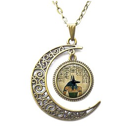 Moon Necklace, Crescent Moon Necklace, Simple Necklace,Anubis Pendant, Anubis Necklace,Egyptian Jewelry, Anubis Jewelry, Goth Jewelry
