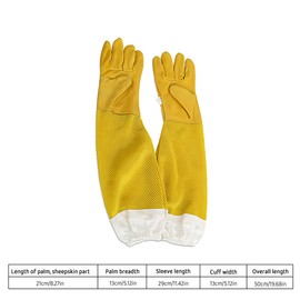 AIMALL 18.11 Inches Beekeeping Gloves Goatskin with Vented Beekeeper Keeping Bee Long Sleeves, Yellow