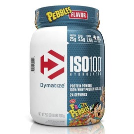 다이마타이즈 ISO100 프로틴 파우더 가수분해 분리 유청 단백질 보충제 프룻티 페블 730g (미국배송) Dymat Dymatize ISO100 Protein Powder Hydrolyzed Whey Protein Supplement Fruity Pebbles 730g (US Shipping)