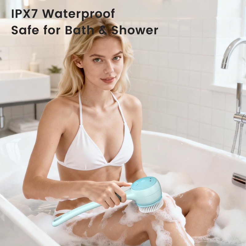 Electric Back Scrubber for Shower - Waterproof Rechargeable Exfoliating Brush