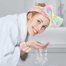 Wteehn 6pcs Headband and Wristband for Face Washing, Makeup Spa Skincare Headband, Skin Care Face Wash Headbands Wrist Bands Tools Set, for Women and Teen Girls Gifts