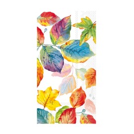IHR Ideal Home Range Dinner Napkins Disposable 3-Ply Paper Hand Towels, 8.25" x 4.5", Colorful Leaves, 16-Count