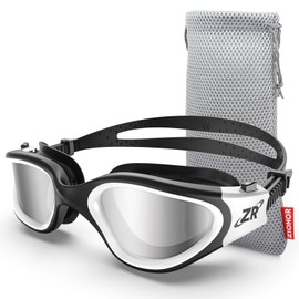 ZIONOR Swimming Goggles, G1 Polarized Swim Goggles UV Protection Watertight Anti-Fog Adjustable Strap Comfort fit for Unisex Adult Men and Women-Light Silver Lens