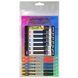 PILOT G2 Premium Refillable & Retractable Rolling Ball Gel Pens with Refills, Ultra Fine Point, Black Blue Red Ink, 12 Count Bundle with Plastic Pouch