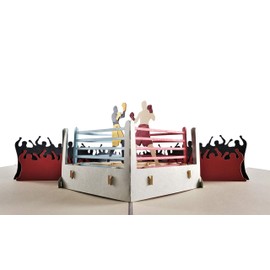 iGifts And Cards Boxing 3D Pop Up Greeting Card – Sports, Black, Fight, Crowds, Winner - Folds Flat - Fun, Just Because, Sports, Special Days