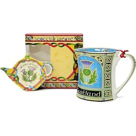 Royal Tara Scotland Mug with Thistle - New Bone China Scottish Porcelain Cup -Thistle Set Tea Bag Holder