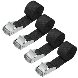 LINCCI Tie Down Straps with Clamping Lock 1 m Pannier Rack Tie Down Strap Short for Car Roof Rack Bicycle Bike Rack Motorcycle Lashing Straps Set of 4 Fastening Straps Black Maximum Load 250 kg DIN EN