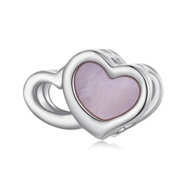NINGAN - Abalorio colgante de corazón con texto "I Love You" para mujer, esposa, madre, hija, amigas, con circonita cúbica 5A para pulseras de abalorios en plata de ley 925, Plata, Circonita cúbica