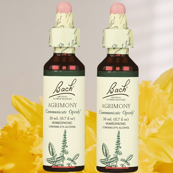 Bach Original Flower Remedies Essence - Agrimony Liquid Drops, Super Saver 2 Bottles of 20 ml