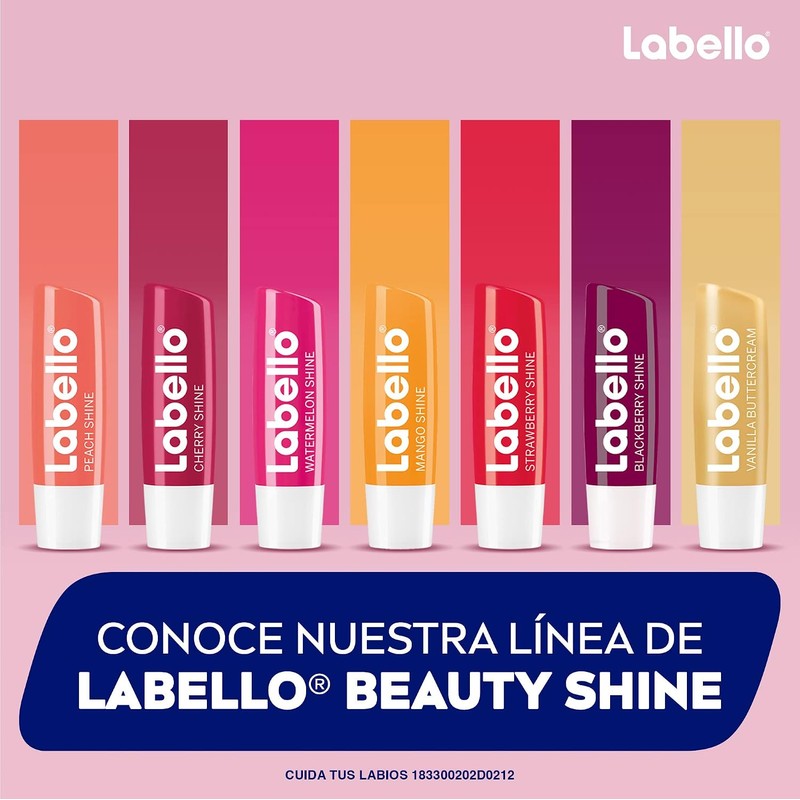 LABELLO Bálsamo labial con color Cereza 4.8g, protector labial con