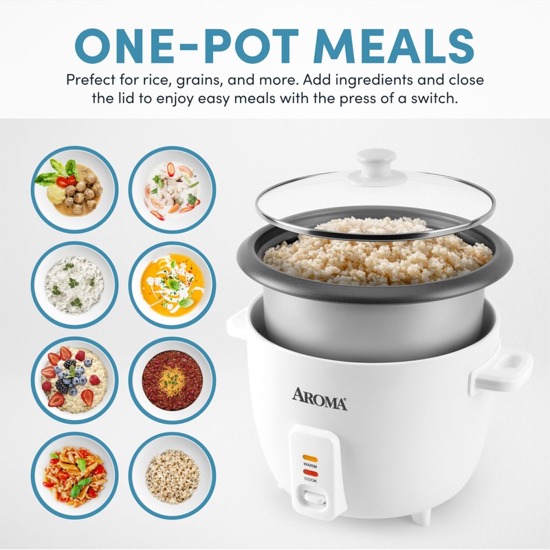 AROMA® Rice Cooker, 8-Cup (Uncooked) / 16-Cup (Cooked), Pot-Style Rice