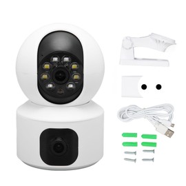 2.4G WiFi Security Camera Dual Lens HD Color Night Vision Motion Detection 2 Way Talk Wireless Surveillance Cam 100‑240V EU Plug