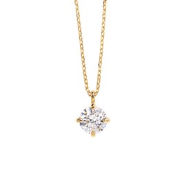 PAVOI 14K Pendant Necklace (Round CZ, Yellow Gold)