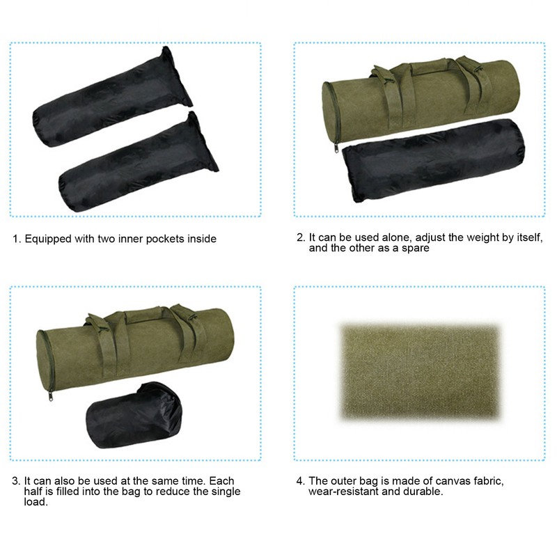 Adjustable Fitness Sandbags Canvas WeightBearing Training Bag for Garden Training(Military