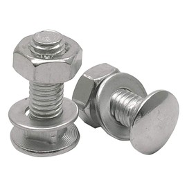20 Sets Long Square-Neck Carriage Bolts Set,Carriage Bolts Set w/Nuts & Flat Washers,Zinc-Plated,Carbon Steel Grade 4.8,Plain Finish,Fully Threaded(M6-1.0X25mm)