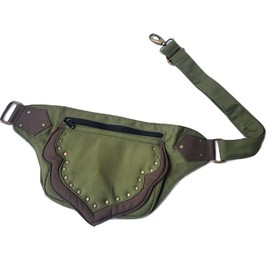 Cotton Waistbag Travel Utility Belt Unisex Cotton Waist Pack Money Belt Hip Bag Fanny Pack Bumbag Travel Hiking Utility Belt (Green)