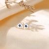 925 Sterling Silver Flower Stud Earrings for Women, Blue CZ