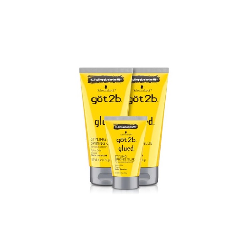 Got2B Glued Styling Spiking Hair Gel 2-6oz tubes + 1