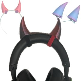 2x Demon horns for Headset/Cosplay - Made In USA -16 Colors (Dual Red/Black)