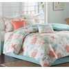 Coral & Teal Seashells, Starfish, Beach King Comforter Set (7