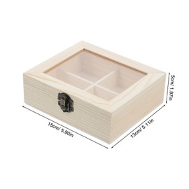 ULTECHNOVO Wooden Tea Storage Organizer with Four Compartments Natural Tea Bag Box for Coffee and Herbal Sachets Compact Design for Easy Access for Spaces
