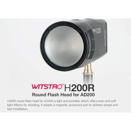 Godox H200R Round Flash Head, Compatible for Godox AD200 AD200 PRO, 200ws, Light and Portable, Daylight Color, Hot Shoe Mount, 1 Pack