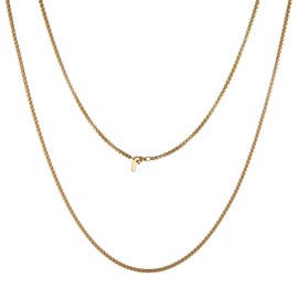 HZMAN 3mm Rolo Chain for Men Women Gold Stainless Steel Men's Chain Necklace Round Box Link Chain Necklace 16-30 Inch (30in)