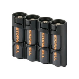 AA Battery Storage Caddy by Storacell, Black, Holds 4 Batteries (Not included)