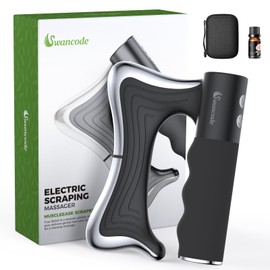 swancode Heated Muscle Scraper, 3 Adjustable Intensity Modes with LED Display, 38-46℃ Warm Therapy & Vibration, Full Body Use Ergonomic Design, Rechargeable Wireless