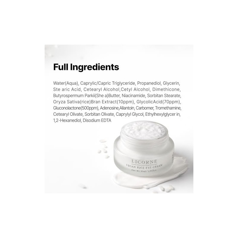 Licorne Crema Vegano Contorno Ojos Ojeras Bolsas Piel Delicada Arroz