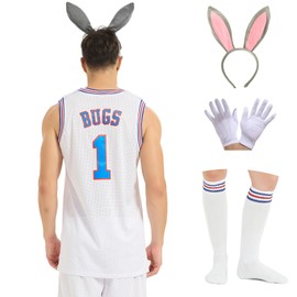 Mens Basketball Jersey Bugs #1 /Lola #12 Space Movie Sports Party Jersey White （1# Medium）