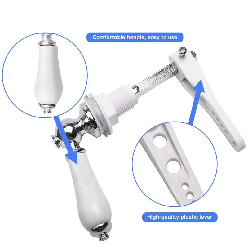 Ceramic Flush Handle, Universal Fit Lever with Anti-Slip Grip, Rust-Resistant