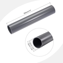 MECCANIXITY PVC Rigid Tube Round Pipe Hardware Tubing 57mm ID 63mm OD 350mm Light Grey High Impact for Water Pipe,Crafts,Cable Sleeve