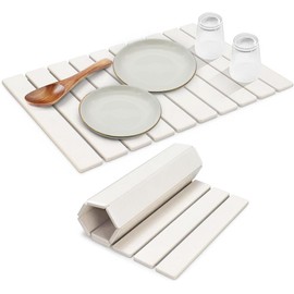 Large Stone Dish Drying Mat for Kitchen Counter, 24" x 16"Fast Dry Stone Mat, Super Absorbent Dish Drying Mat, Diatomaceous Earth Mat for Kitchen, Utensils, Fruits, Instant Drying Stone Mat, White