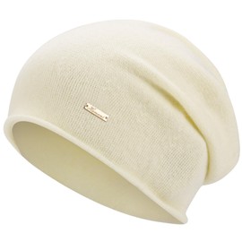 HAMUNI Wool Slouchy Beanie for Women,Soft Warm Beanies Hats- Lightweight & Breathable Skull Beanies Cap for Spring,Fall, Winter Off-White