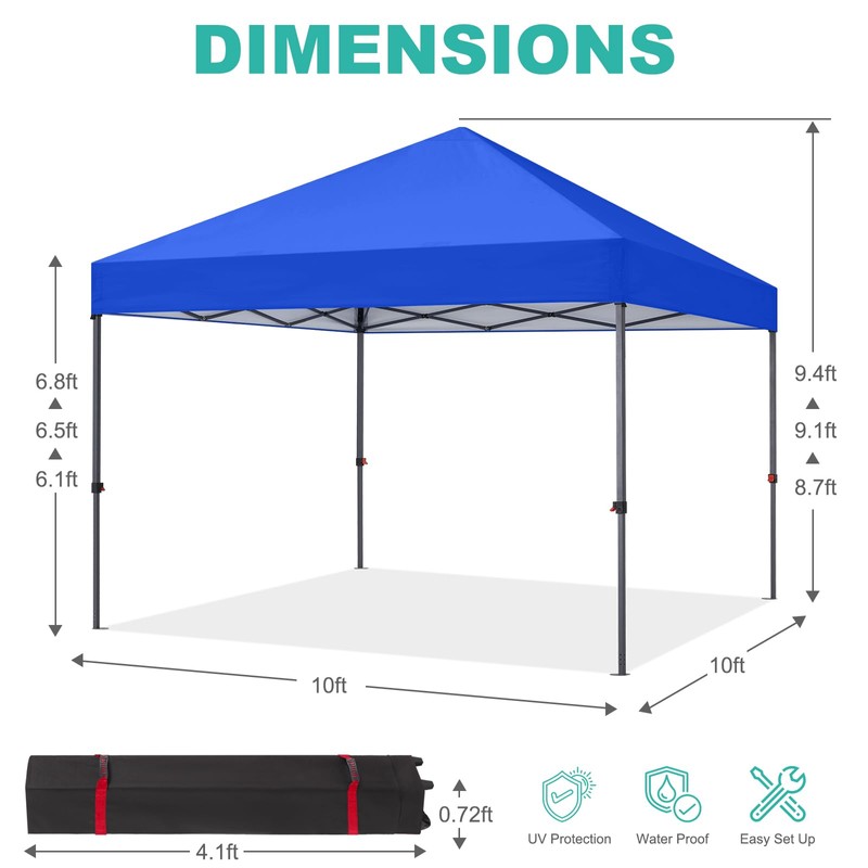 10x10 Pop Up Canopy - Beach Tent with One Push