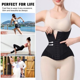 Yixinly Corset Women's Slimming Waist Trainer Women's Fitness Waist Trainer Abdominal Belt U-shaped, black
