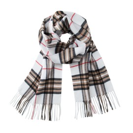 CALVIN & OLIVIA Cashmere Feel Scarf Soft Winter Soft Tartan Plaid Fashion Scottish Check Multi-Color Gift for Men Women Beige Plaid