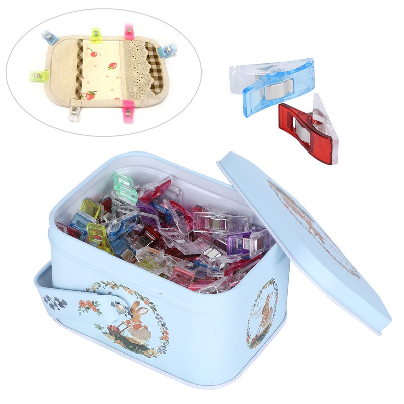 100Pcs Hemming Clips DIY Colorful Plastic Fabric Cloth Craft Clip