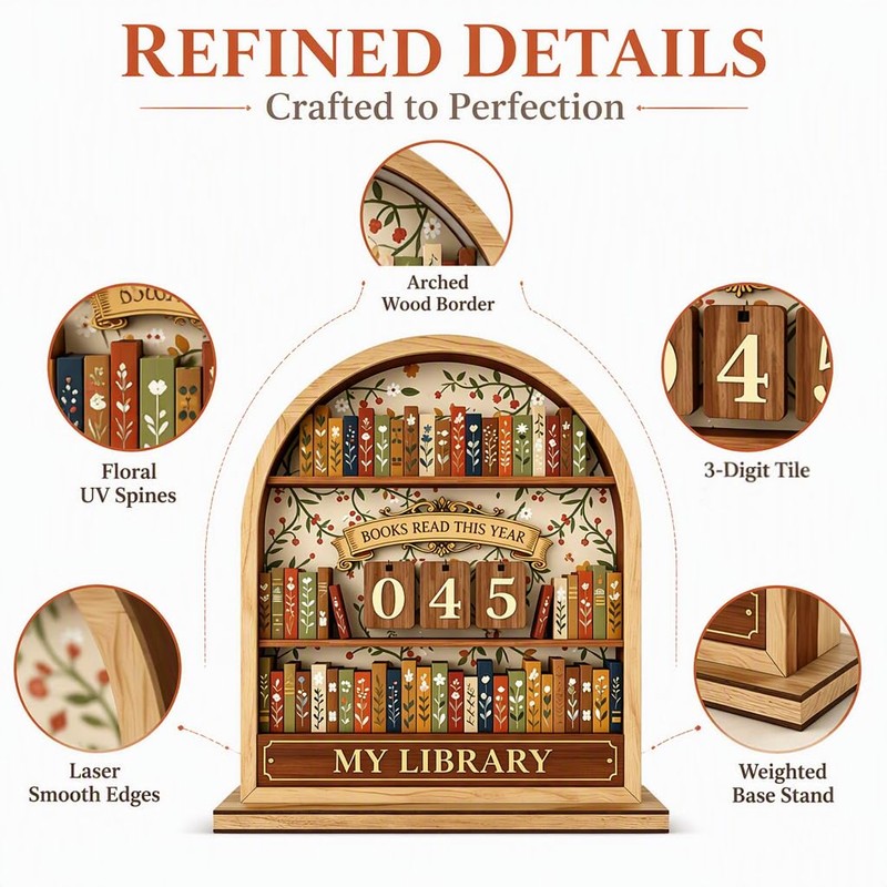 Books Read This Year Counter, 3D Book Reading Tracker Counter