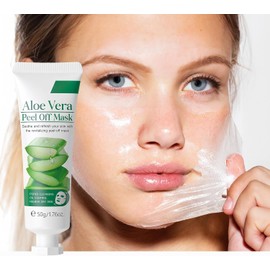 Mascarilla Facial Peel-Off De Aloe Vera Mascarilla Hidratante Con Vitamina C Suaviza Los Poros Limpia Controla La Grasa Y Mejora La Elasticidad De La Piel Para El Cuidado Diario