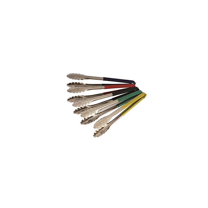 Genware NEV-CCT23BL Colour Coded Tong, Stainless Steel, 23 cm, Blue